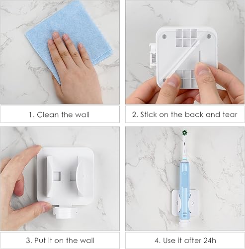 Miniatura 5 de DODAMOUR Paquete de 2 soportes para cepillos de dientes con detección de gravedad, colgador de pared para cepillos de dientes con drenaje,