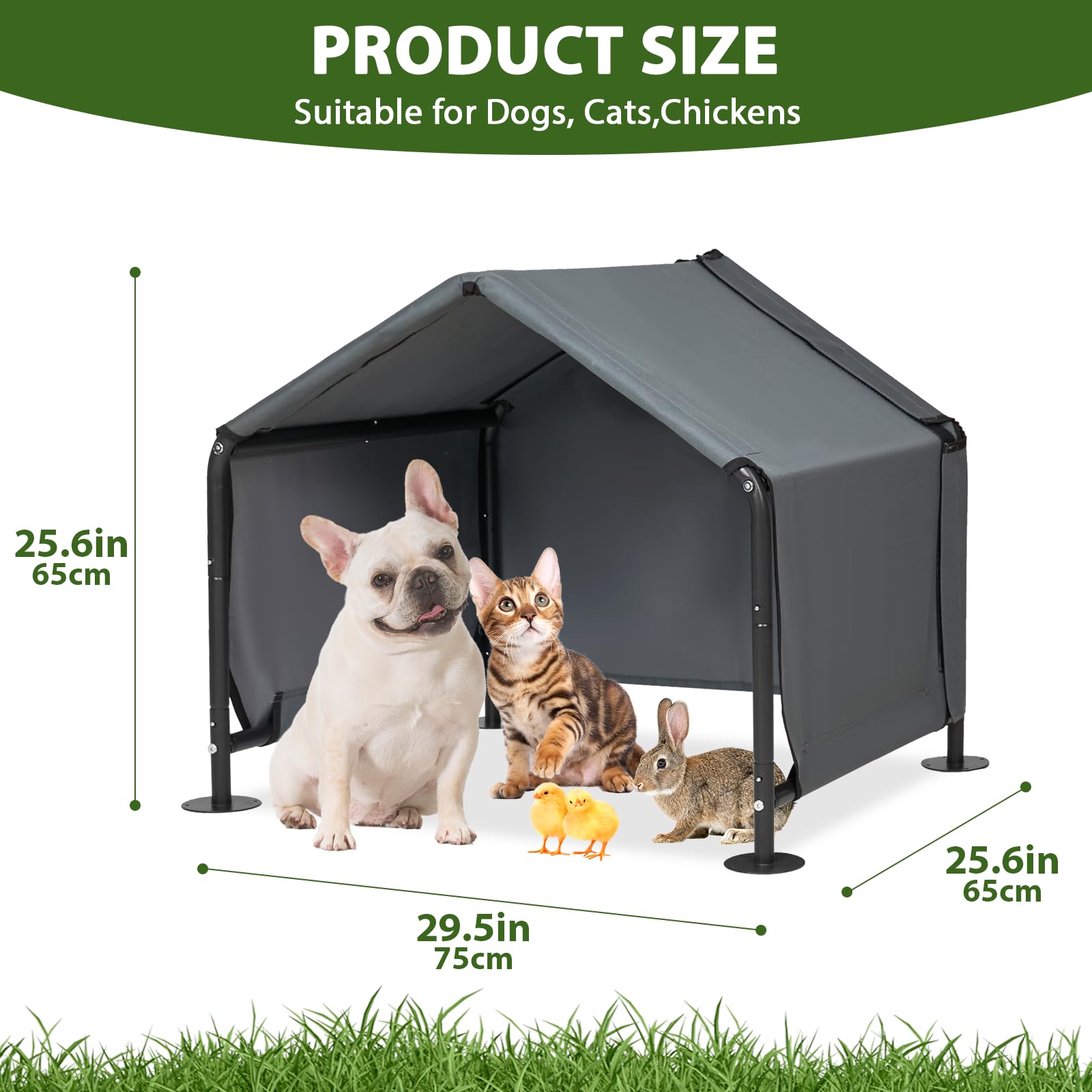 Tenda parasole per cani da esterni, tenda per cani di piccola taglia | Cuccia per cani di piccola taglia, 74,9 x 65 x 65 cm, per sole e pioggia, impermeabile, per animali di piccola taglia