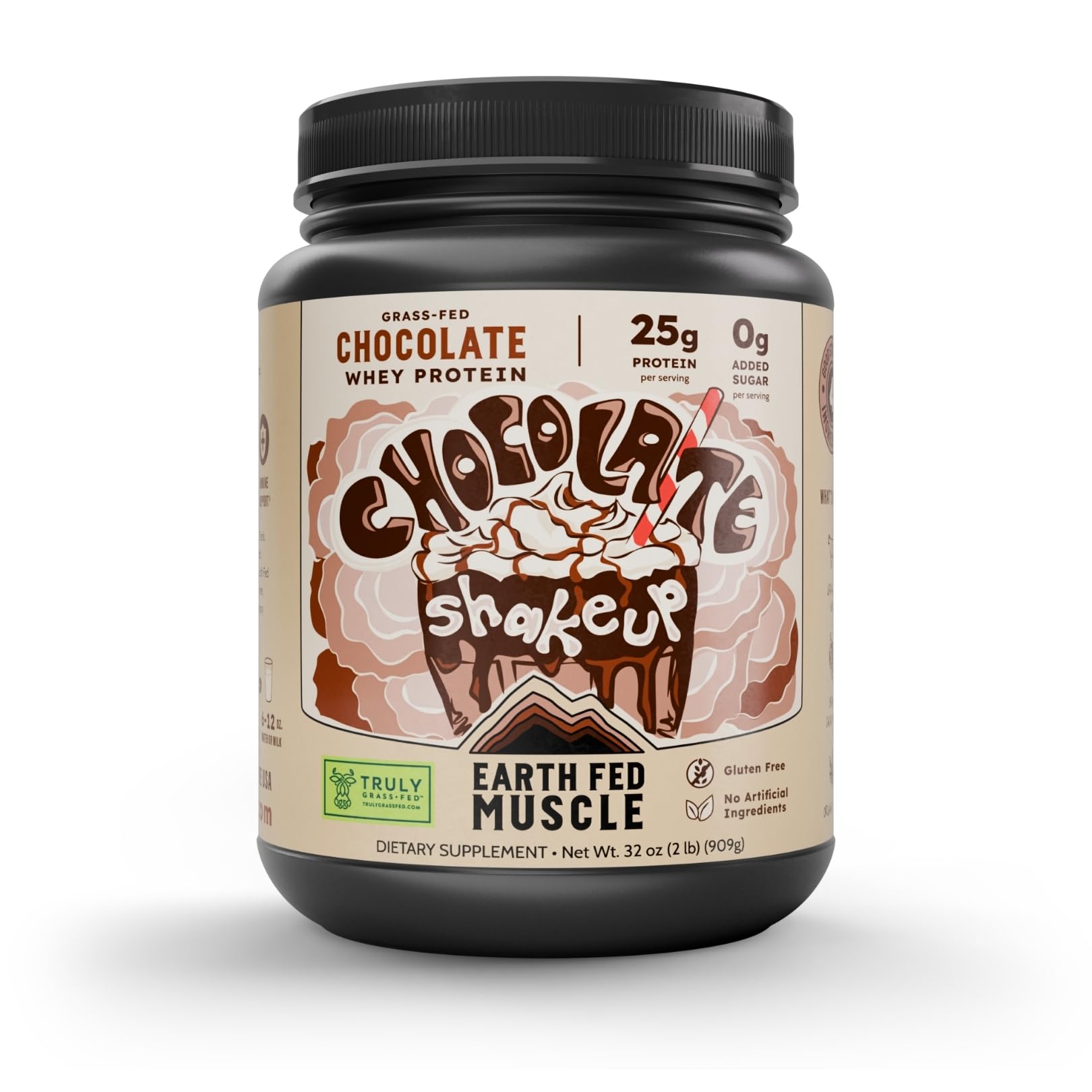 Chocolate Shakeup Truly Grass Fed Whey Protein Isolate NSF-Certified. No Artificial Ingredients, Soy Free, Gluten Free, Non-GMO and Hormone Free (2 Pound, 29 Servings, Chocolate)