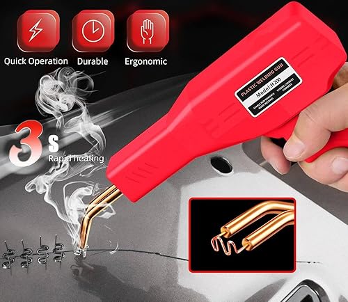 Miniatura 3 de Soldador de Plástico de 220W, Kit de Soldadura de Plástico con 1200 Grapas y 40 Varillas, 5 Puntas de Soldadura en 1, Cinta, Papel de Lija, Soporte