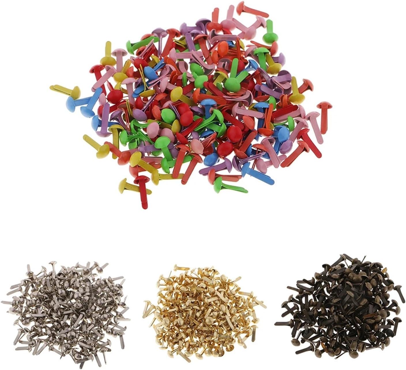 200Pcs Mini Round Head 4.5mm Metal Brads Paper Fasteners