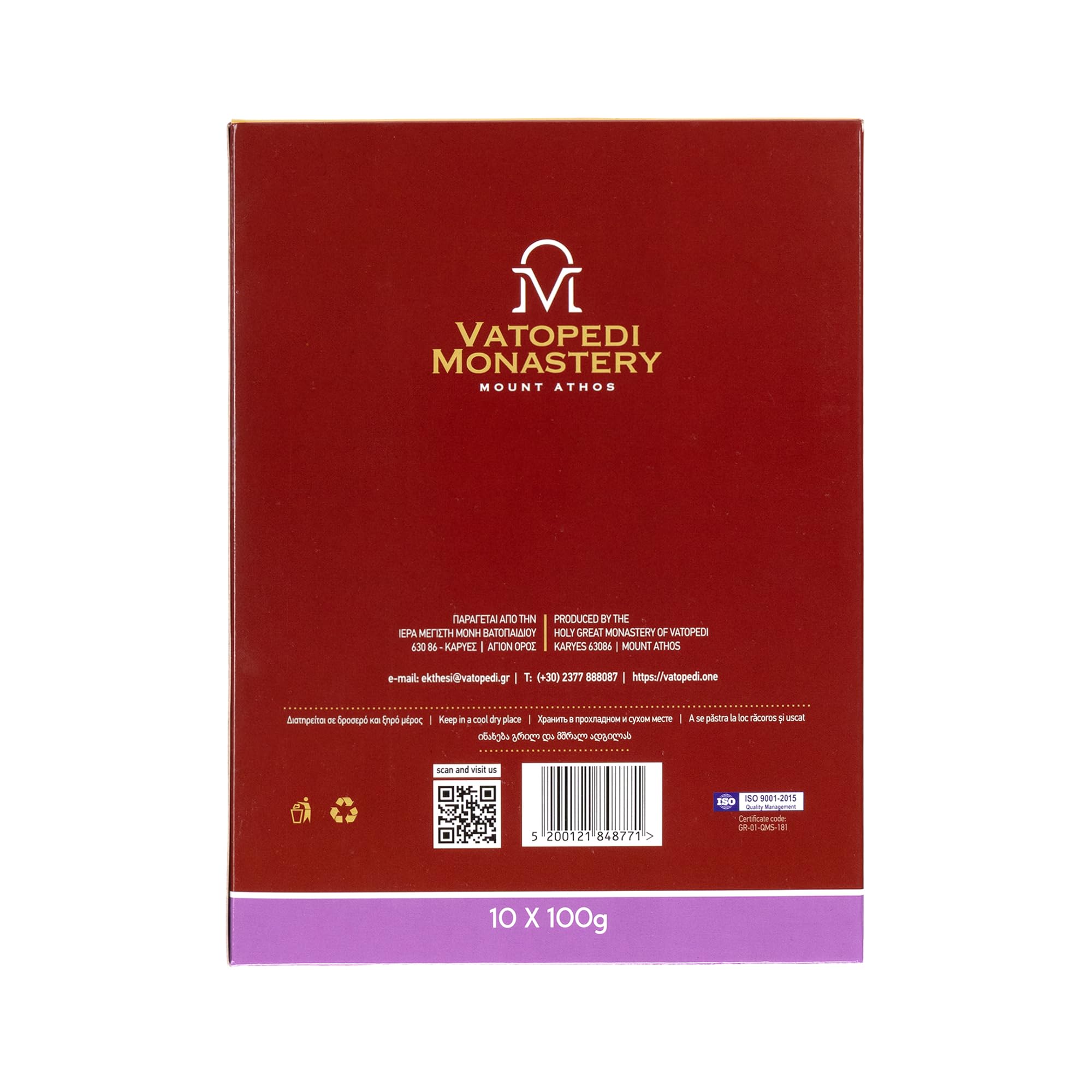Incenso monastico puro dal Monte Athos con l'autentica ricetta tradizionale 10 x 100gr (bizantino)