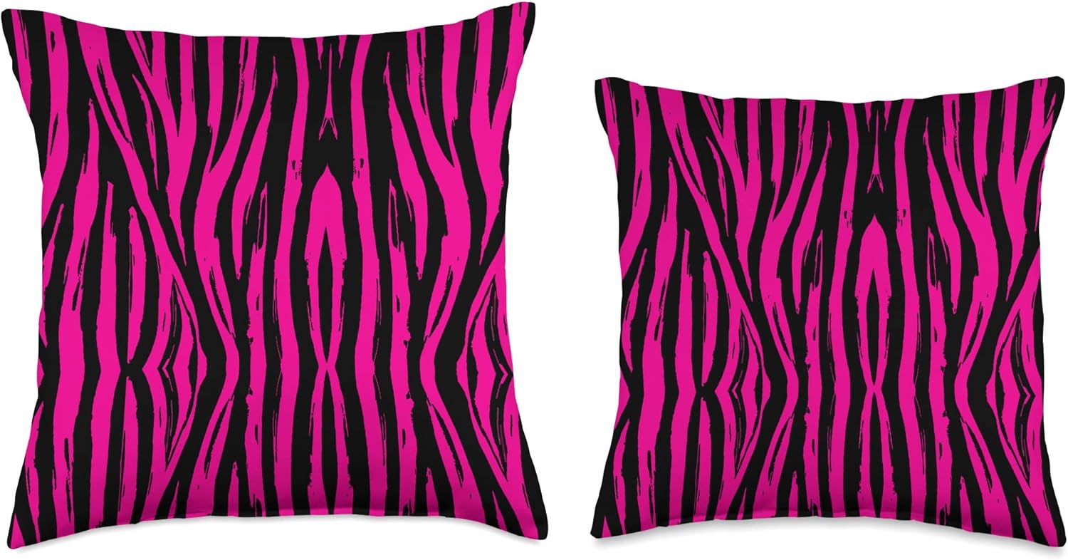 Pink Zebra Pattern Print Wild Life Safari Animal Throw Pillow
