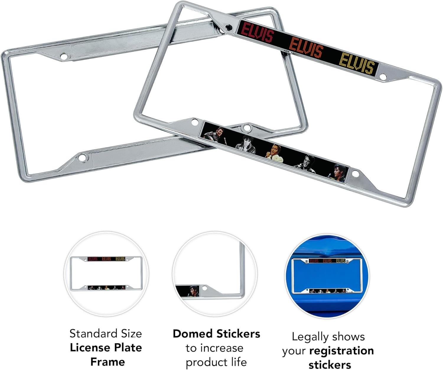 Desert Cactus Elvis Presley License Plate Frame Car Tag Holder for Front or Back of Car Officially Licensed Metal (Style 3) - Image 4