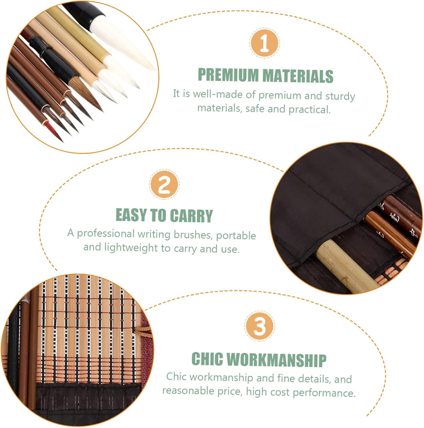 DOITOOL 10pcs Beginner Chinese Brush Set Calligraphy Pen for School Writing Painting Supply