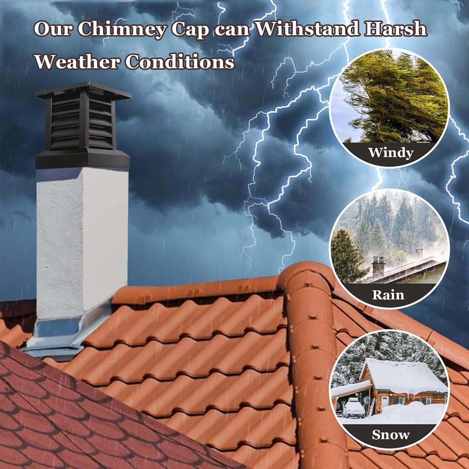 Tapa Protectora de Aleación de Aluminio Cuadrada para Lluvia Sombrerete Chimenea Adecuada para Ventilaciones de Techo y Chimeneas de Ladrillo Visto(25x25cm/9.84x9.84in)
