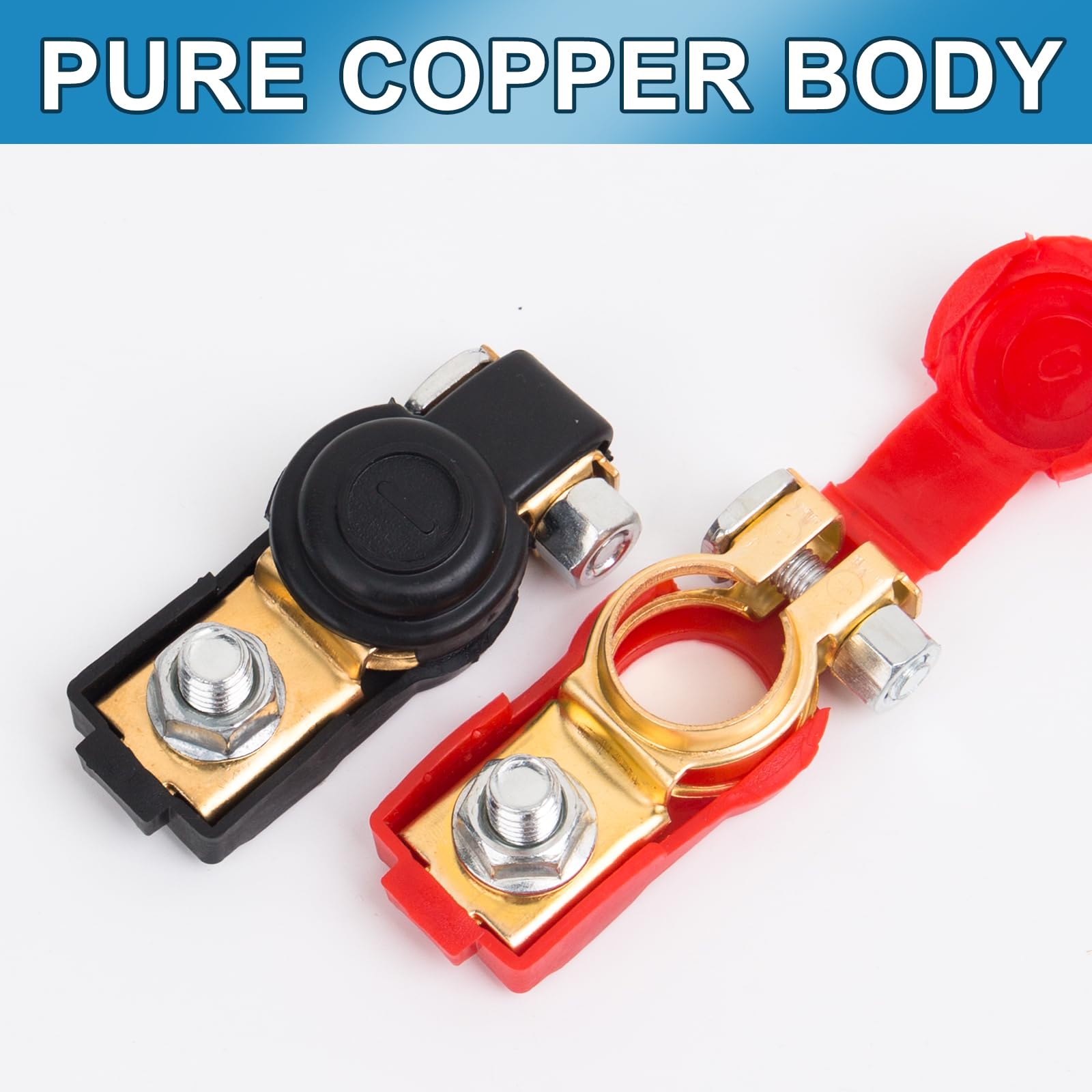 Installation Batterie Facile 2 Paires Cosses Batterie Voiture - Connecteur Dégagement Rapide - Rouge/Bleu - Pour 12V/24V/48V Cosse Batterie Norauto 545432