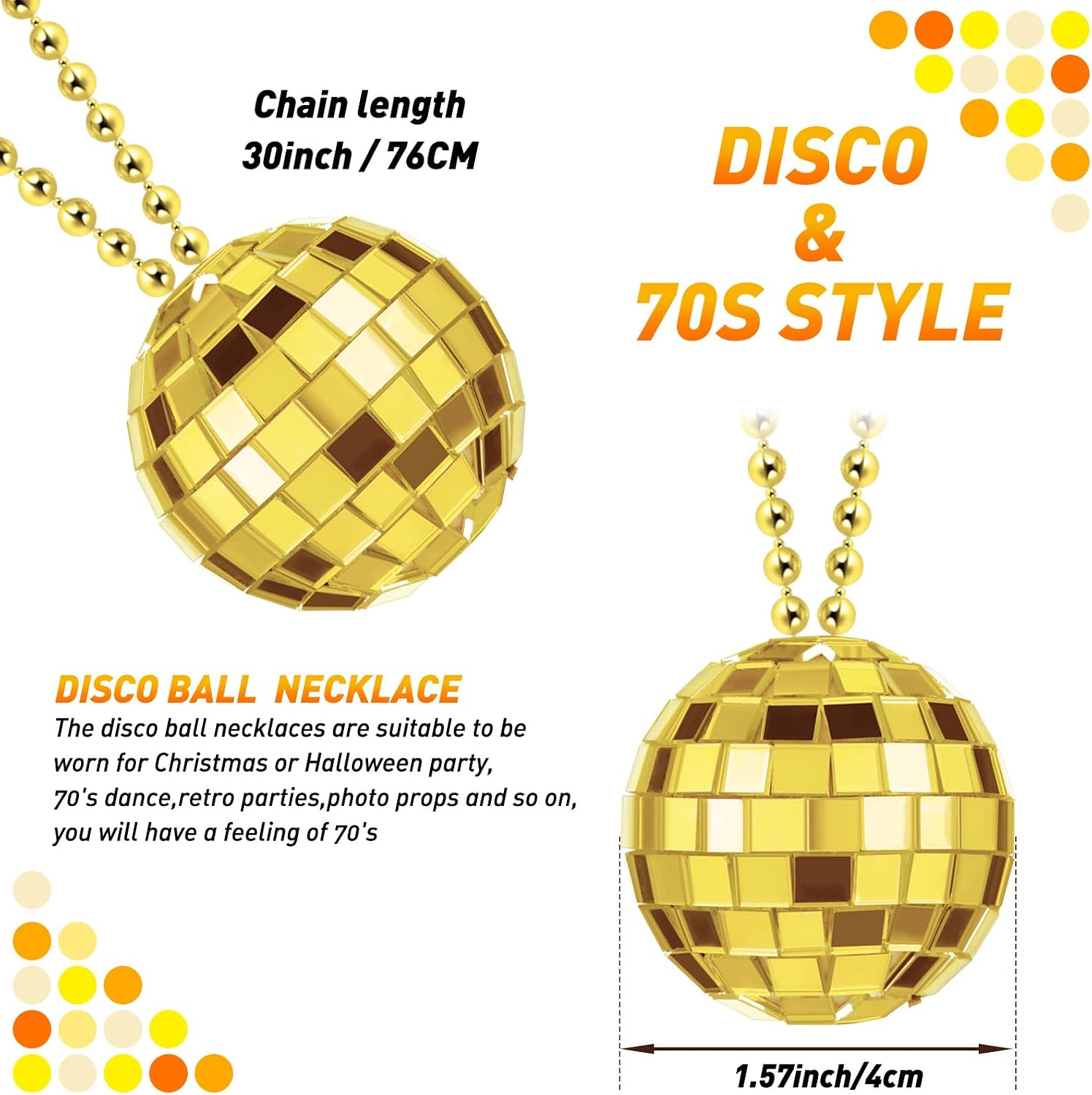 Junkin 48 Pieces Disco Necklaces Decoration Bulk image 2