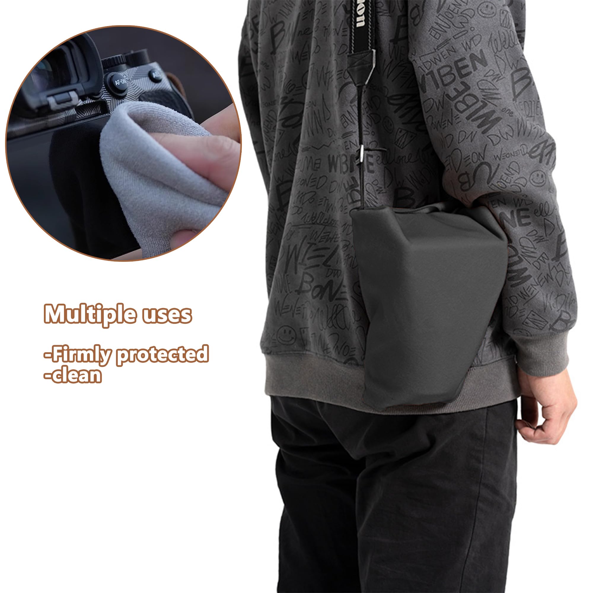 Einschlagtuch Kamera Schutzhülle 45x45CM Anti-Bumping Anti-Friction Schutzhülle Protective Wrap für Fotoausrüstung (Schwarz, M)