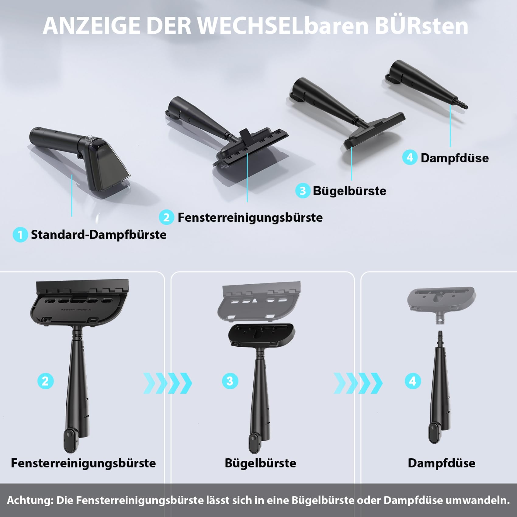 Dampfreiniger 1650W Polsterreiniger Gerät Nasssauger Waschsauger mit Starker Saugkraft, 1250ML Wassertank, Hochtemperaturdampf Teppichreiniger für Teppich, Sofa, Vorhänge, Polster, Autositz