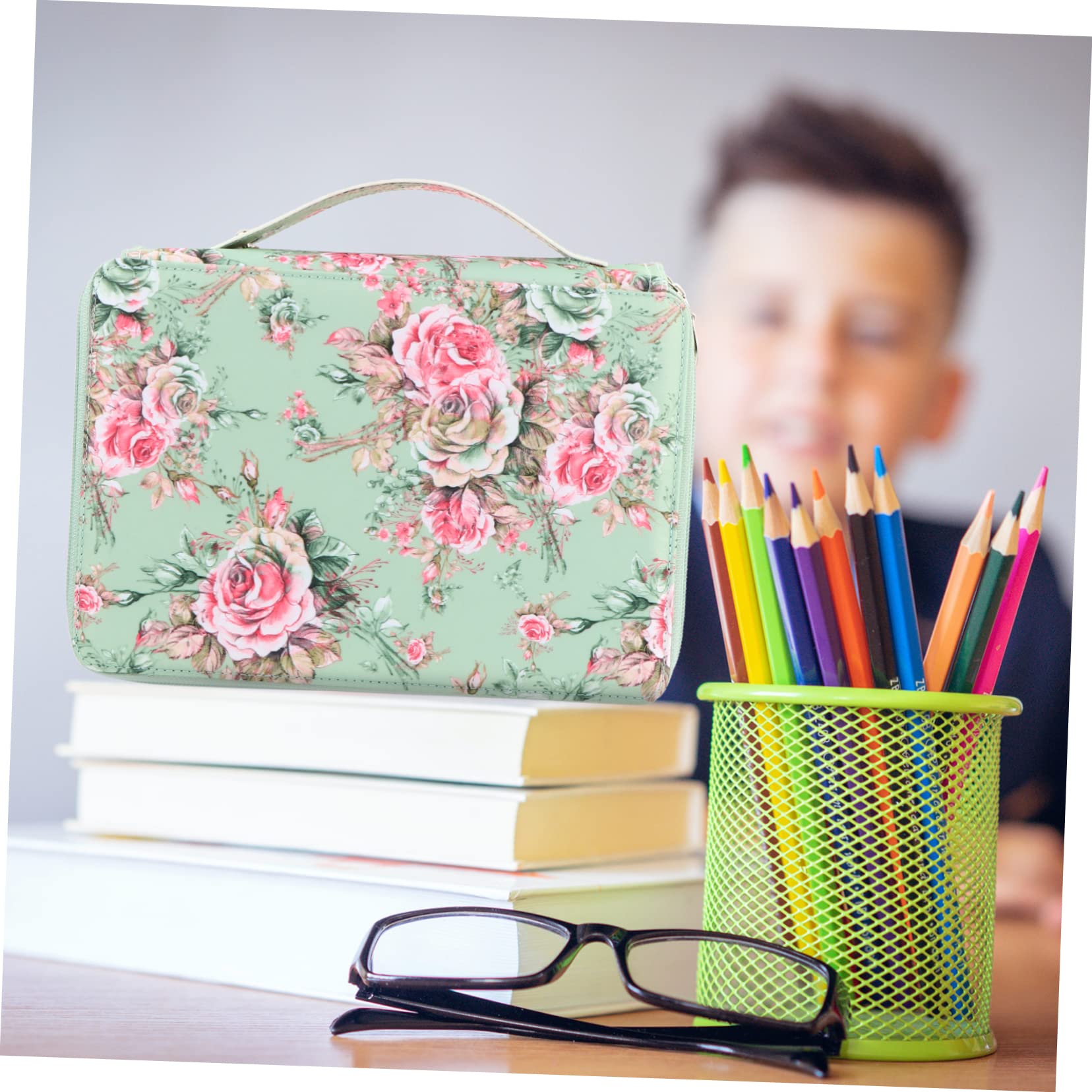 Astuccio Portamatite Grande Capacità in Pu Verde per Studenti | 200 Scomparti, Organizzazione Ordinata per Matite da Disegno, Finitura Effetto Coccodrillo, Pratico e Bello