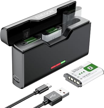 ENEGON 3 * 1380mAh NP-BX1 Battery and 3-Channel Charger for Sony NP-BX1,M8, ZV-1, ZV-1 II, Cyber-Shot DSC-HX80, HX90V, HX95, HX99, RX1, RX1R II, RX100 II/III/IV/V/VA/VI/VII, FDR-X3000
