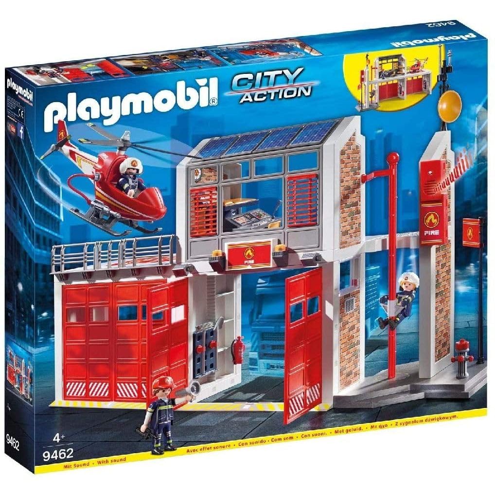 Playmobil 9462 Caserne de Pompiers avec hélicoptère- City Action- Les Pompiers- Les Pompiers Pompier