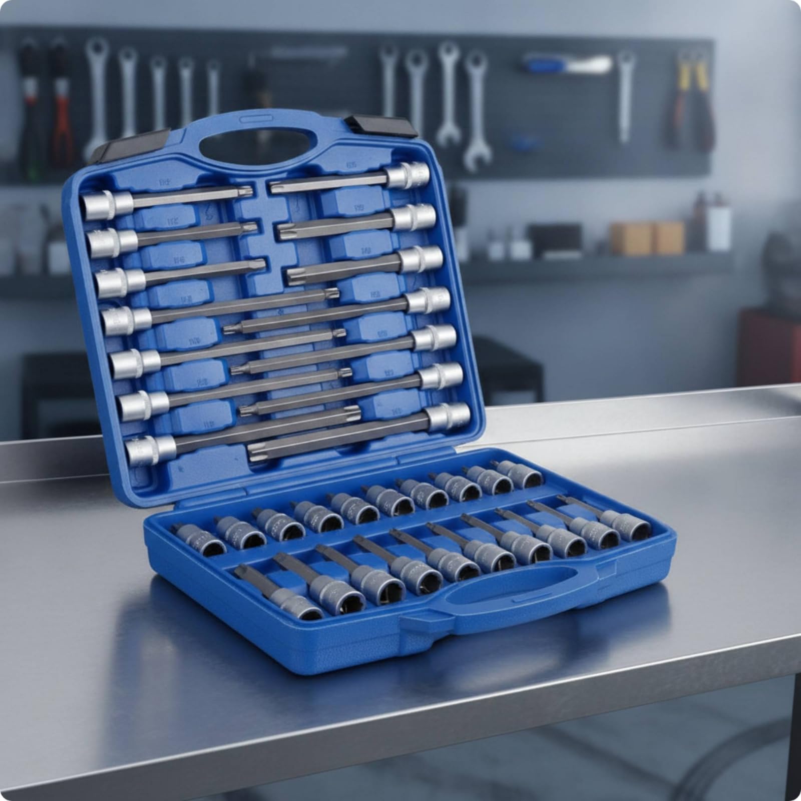 Jeu Douilles et Embouts Organisé Coffret Clés à Douilles Complet Mallette à Outils pour Bricoleurs