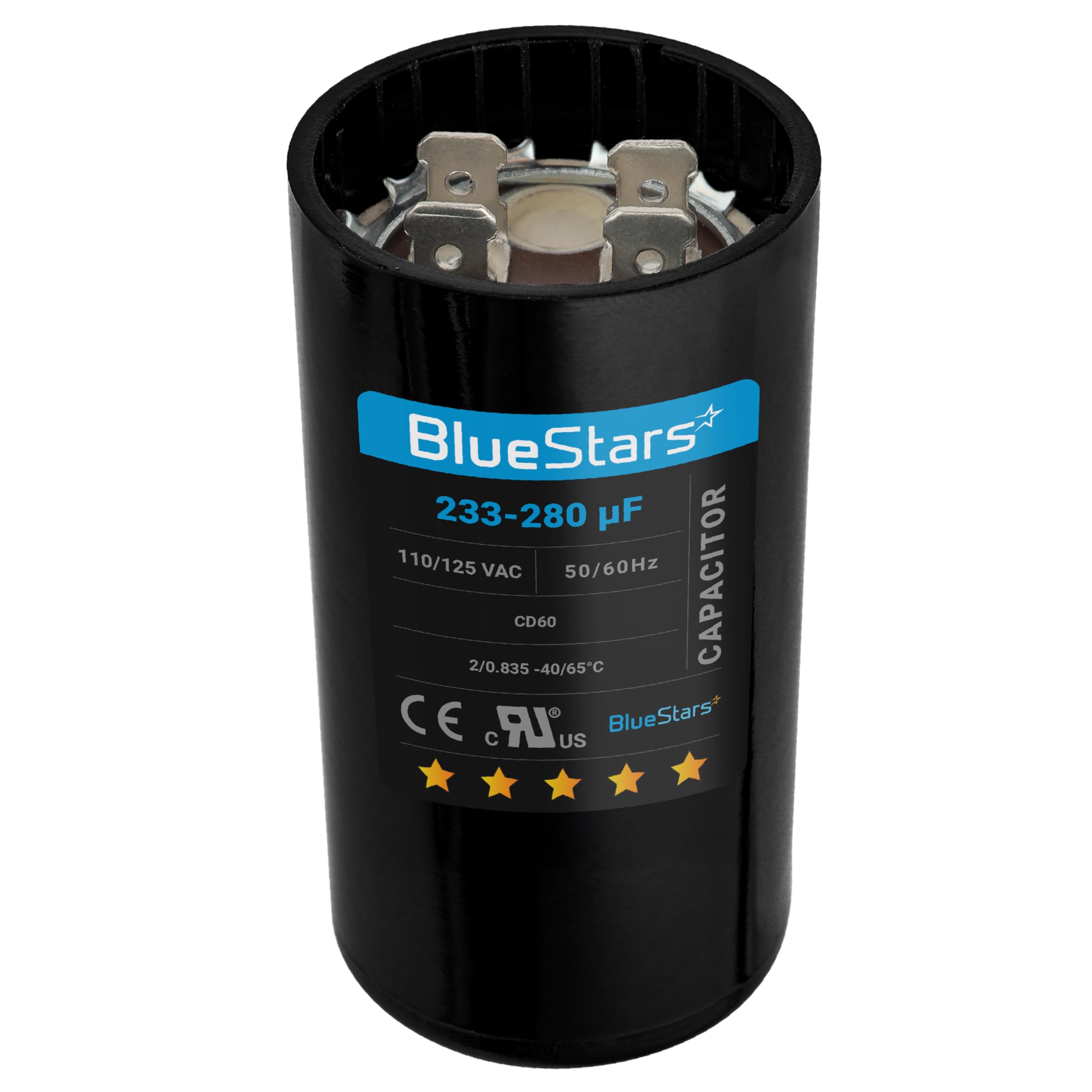 233-280 uf mfd 110-125VAC ±20% Volts Round Motor Start Capacitor 50/60 Hz AC Electric Replacement Part by Blue Stars