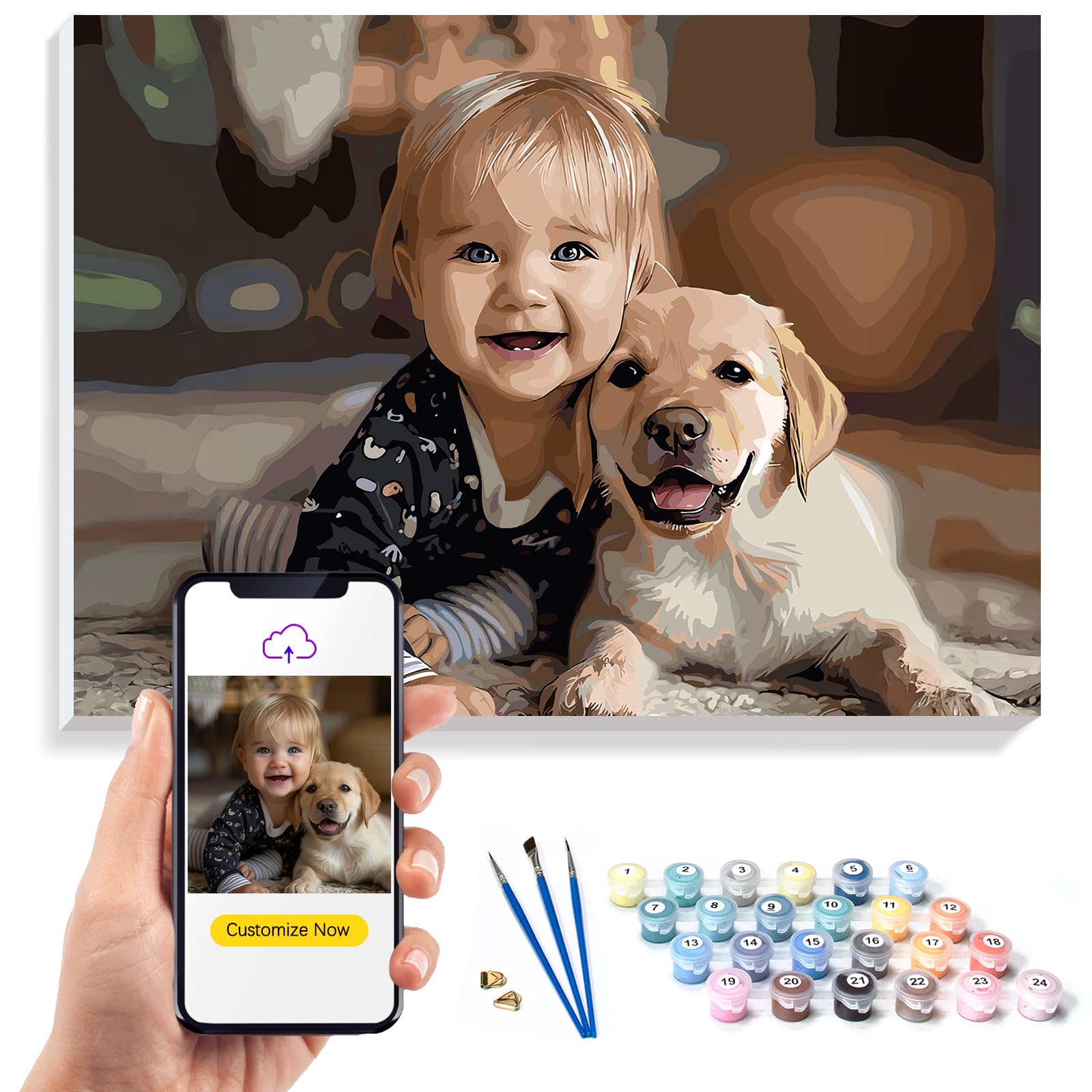 Dabble Kit De Peinture Par Numéro Peinture Par Numéro Pour Adultes Débutants Avec Toile Encadrée, Kit De Peinture Pour Adultes, Design Floral