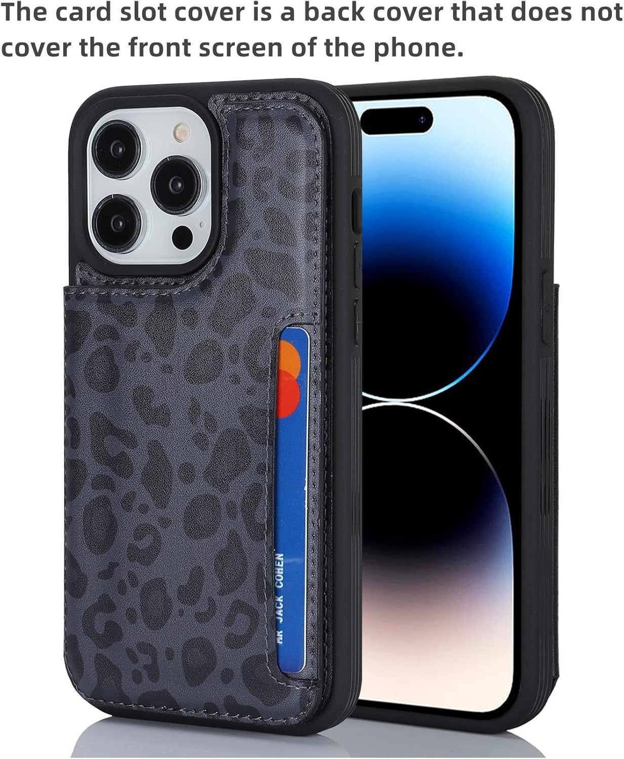 iCoverCase Compatible with iPhone 14 Pro Max Phone Case with Card Holder, Wallet Case for Women Men RFID Blocking PU Leather Protective Case 6.7 Inch (Black Leopard) - Image 3