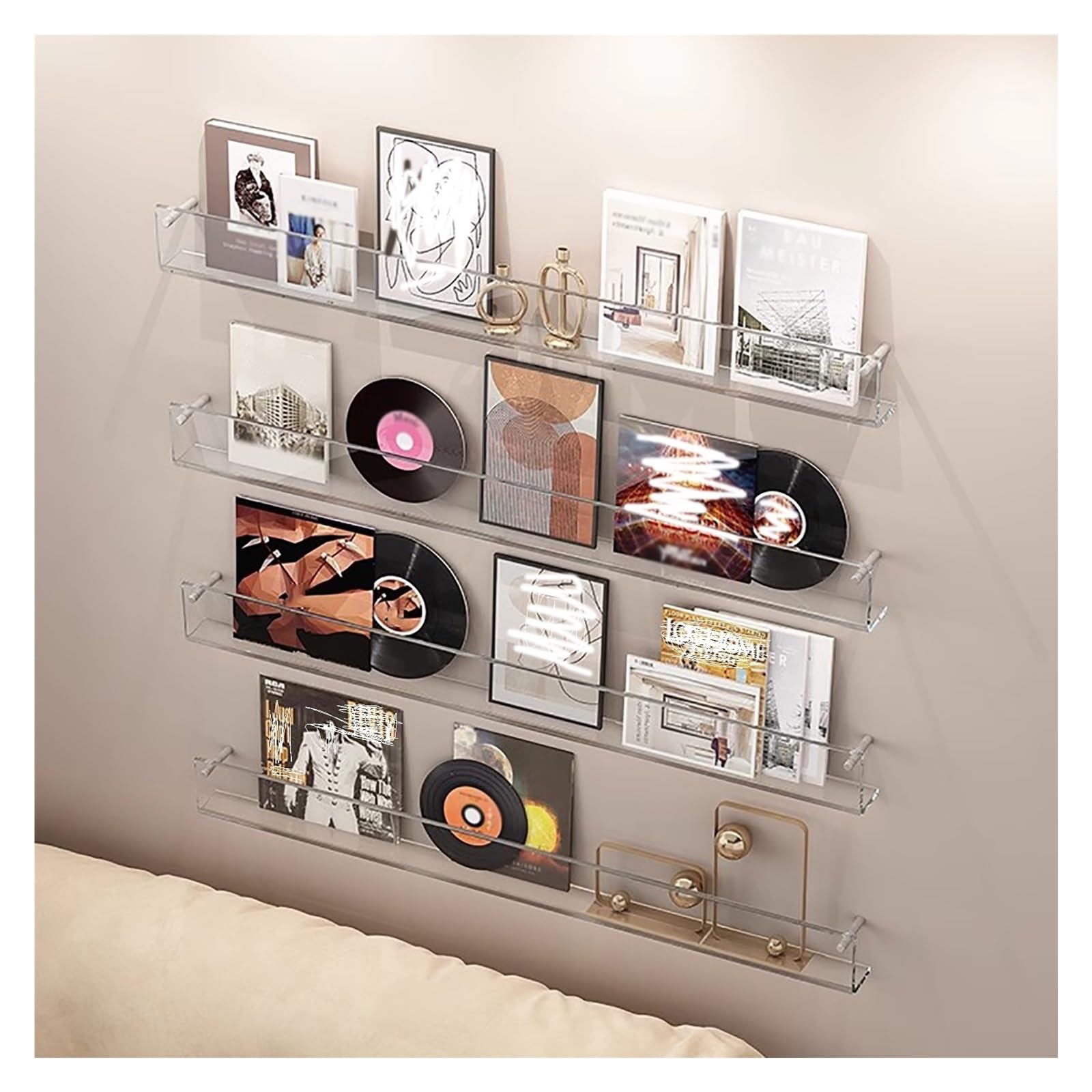 Estante para cómics flotante transparente metacrilato organizador pared habitación infantil