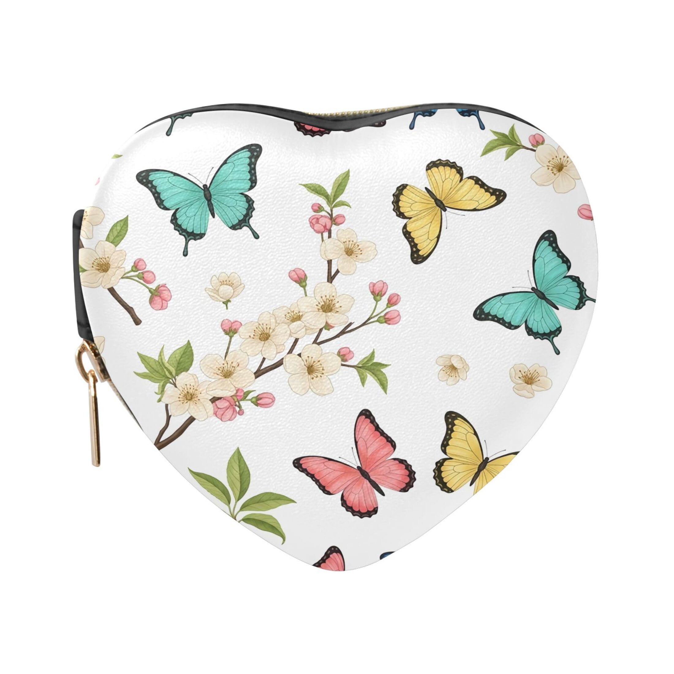 Fuauuyl Butterfly Small Jewelry Box Heart-Shaped Jewelry Case, Portable Travel Organizer Bridesmaid Proposal Gift for Women Girls