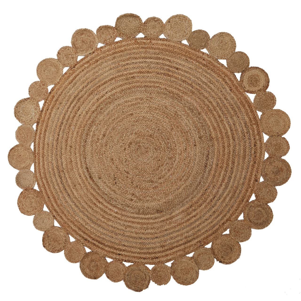 Bosie Demir Round Jute Rug with Circular Edges - Brown