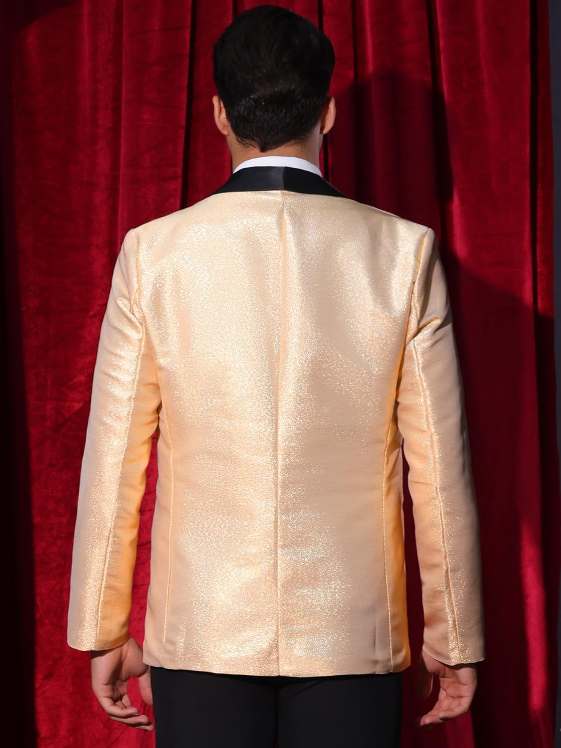 Lars Amadeus Glitter Tuxedo for Men's Shawl Lapel Wedding Metallic Party Sparkly Blazer