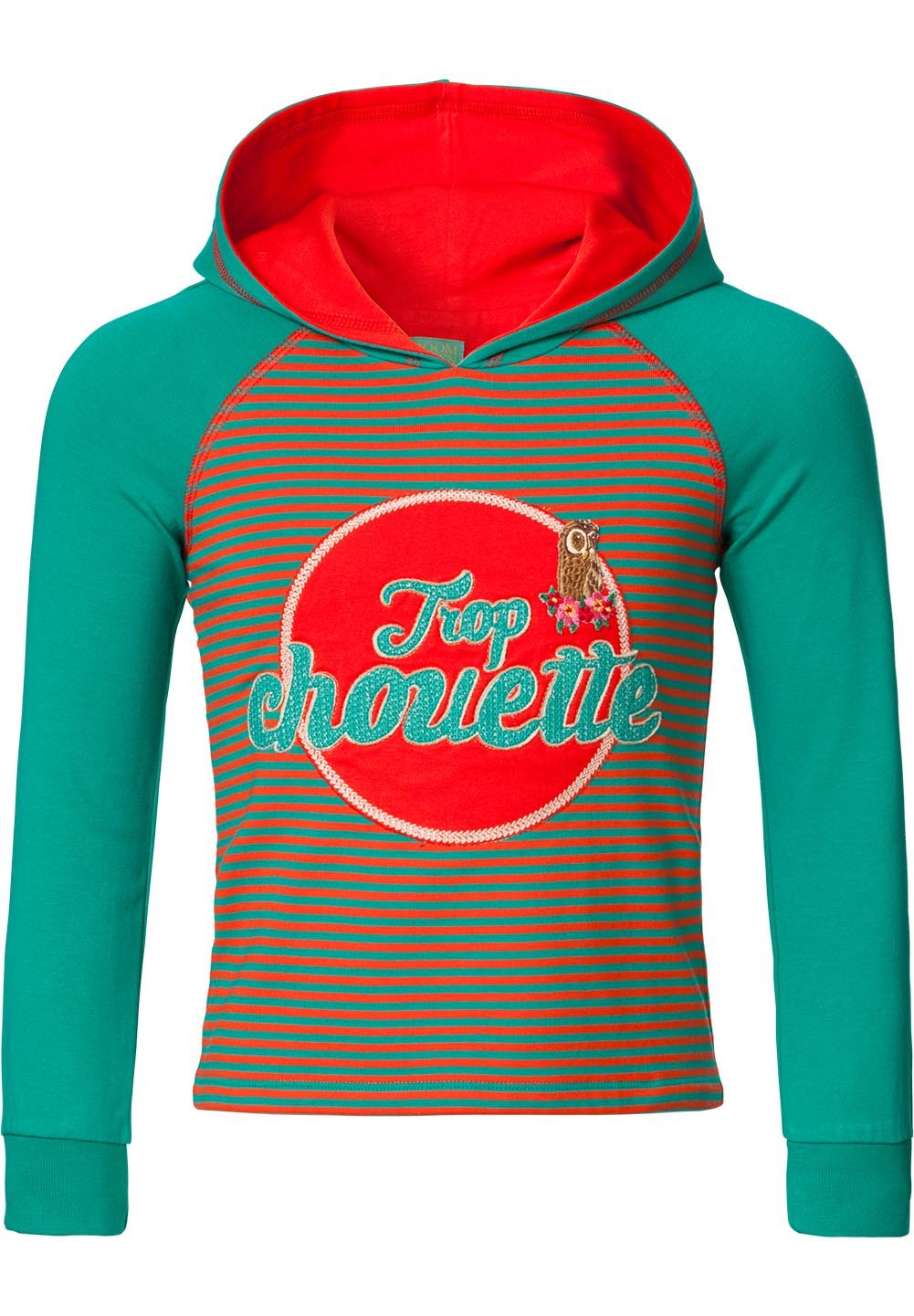 Room Seven Mädchen Langarmshirt Sweatshirt mit Kapuze Rot Grün Toka Entwurf Nathalie Lété F16GJE011