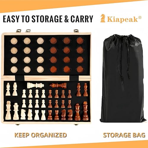 Miniatura 2 de Juego de tablero de ajedrez magnético de 15 pulgadas para adultos y niños, juego de mesa de damas, tableros de ajedrez plegables hechos a mano con 2