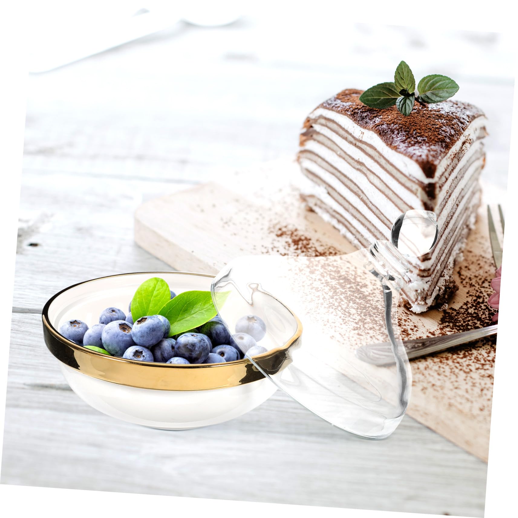 Tazón de Postre Tapa de Cerámica y Vidrio, Blanco, 1 Pieza | Uso Multifuncional, para Casa y Fiestas, Formato Compacto para Llevar, Ayuda a Conservar Frescura