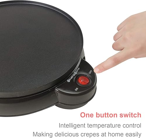 Miniatura 5 de Máquina eléctrica de crepé – Sartén para crepes de 10 pulgadas, plancha de crepé, máquina antiadherente para panqueques – Fácil de limpiar e incluye