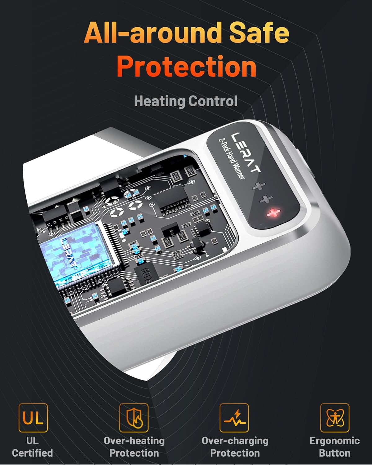 Hand Warmers Rechargeable 2 Pack, Electric Hand Warmers, Fast Heating, Portable Pocket Heater, 2 in 1 Quick Charge Hand Warmer for Outdoor Indoor, Warmer Gift for Christmas, Golf, Camping - Image 3