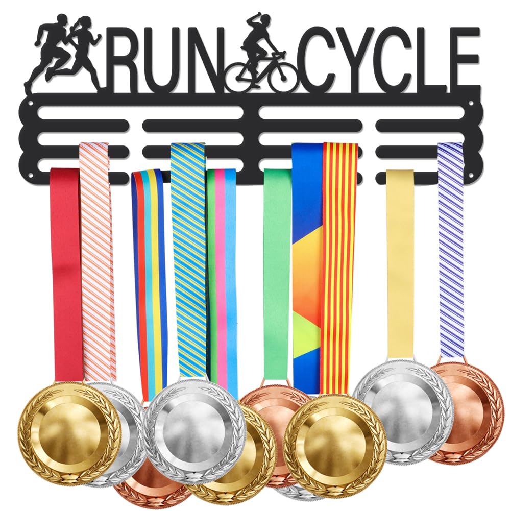 SUPERDANT Duatlón Run Cycle Medal Hanger Correr Ciclismo Estante Premios Ribbon Holder Medal Hook Display Wall Rack Frame Display Rack