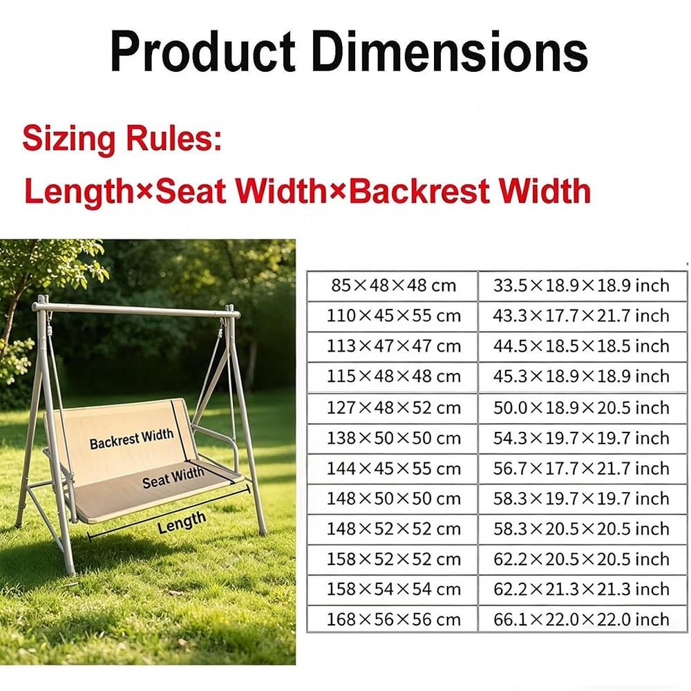 Copriseduta Di Ricambio Per Dondolo Da Giardino Coprisedile Altalena Panca 600D Tessuto Oxford Spesso Coprisedile Di Ricambio Per Altalena Da Patio(Green,158x54x54cm)
