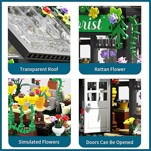 Miniatura 5 de Juego de construcción de casa de flores con luces LED, juego de bloques de construcción de casa de jardín, regalos para amigos, niños, niñas,