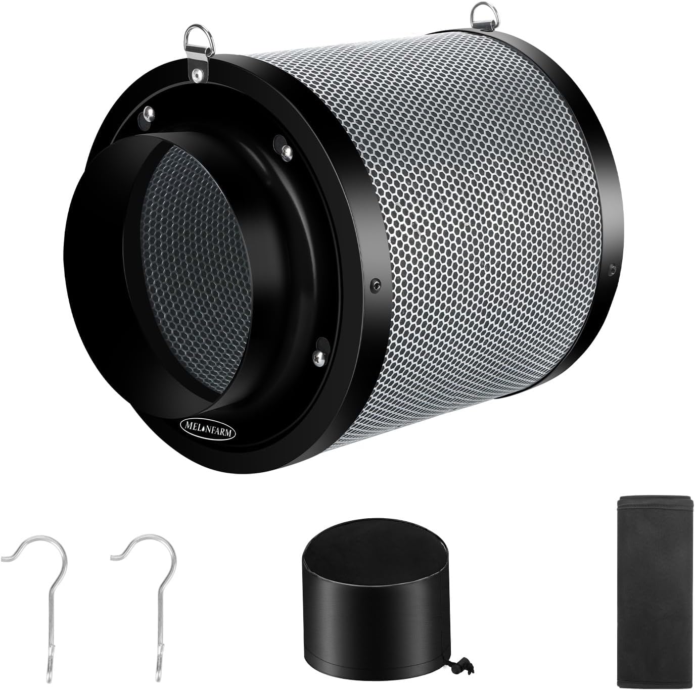 MELONFARM 6 Inch Air Carbon Filter Smelliness Control with Australia Virgin Charcoal, Odor Removal Carbon Filter for Grow Tent, Inline Fan, Pre-Filter Included