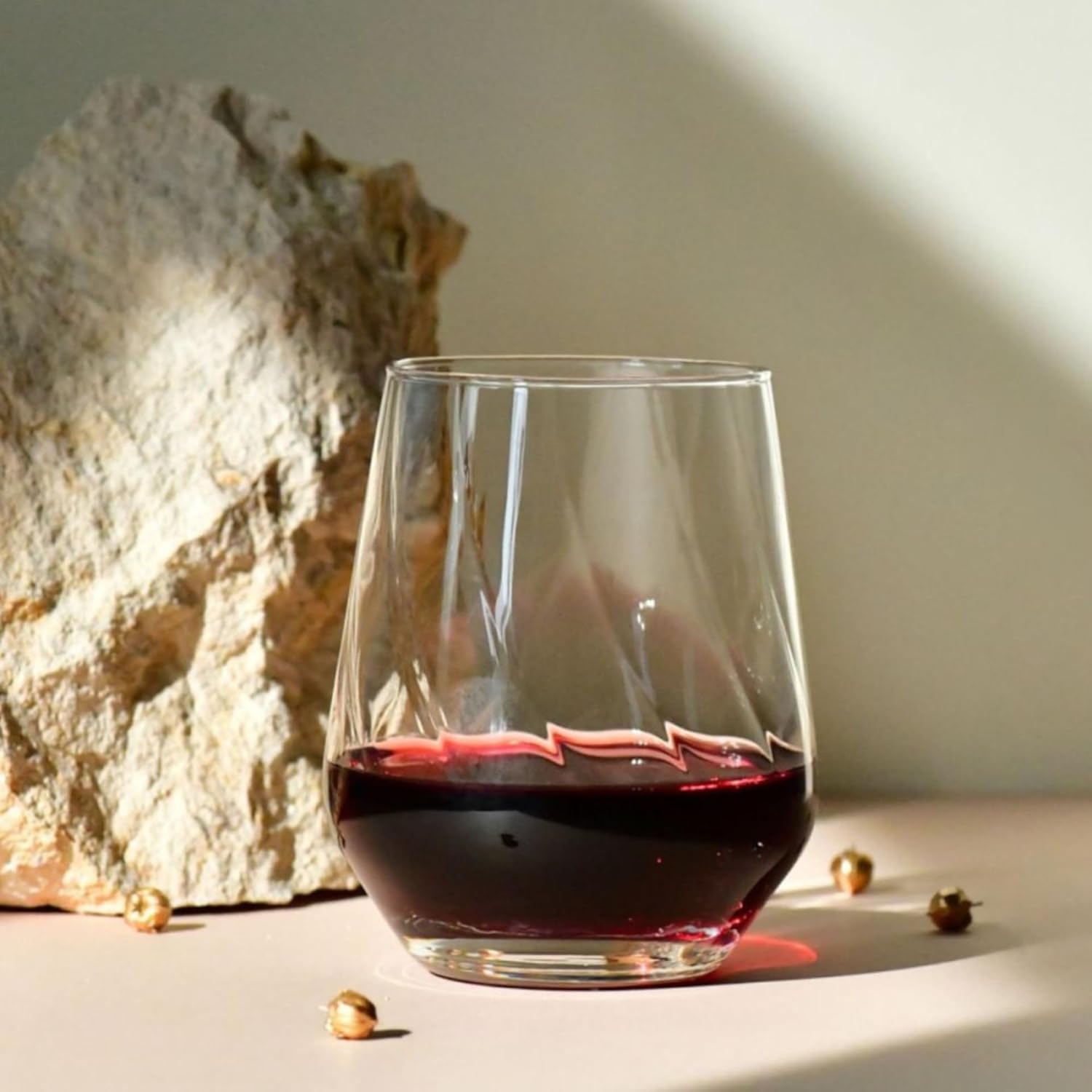 Krosno Textured Drinking Glasses ,Set of 3, Water and Juice, Wine and Cocktails,14,54 fl. oz, Splendour LUMI Collection, Ideal for Everyday Use, Drinking Glasses, Dishwasher Safe, Made in Europe