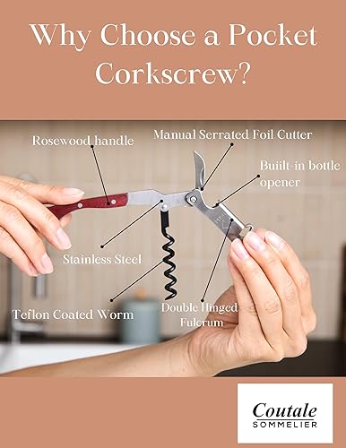 Miniatura 9 de Coutale Sommelier - Sacacorchos prémium para camareros de acero inoxidable negro, abridor de botellas de vino de doble palanca patentado francés