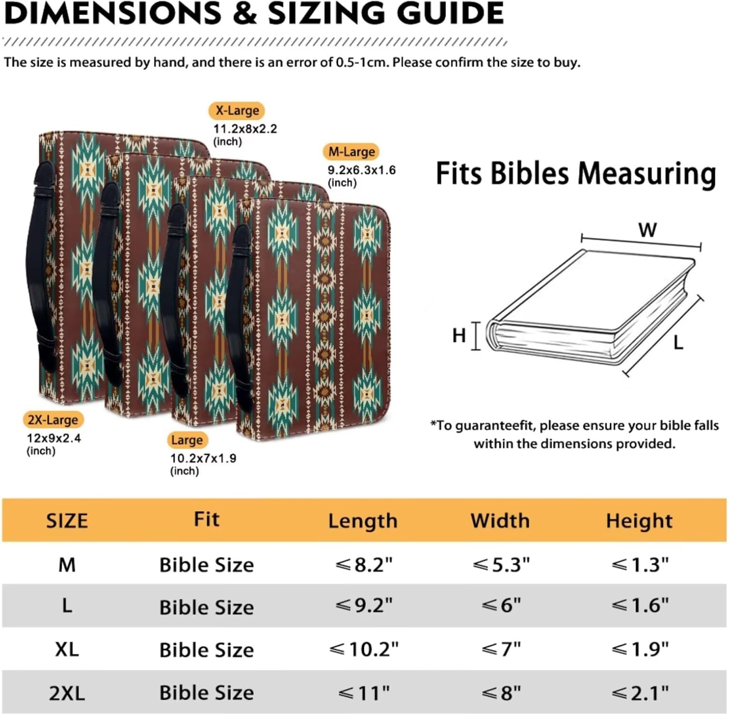 Kuiaobaty Women's Leather Bible Carrying Case Bible Covers for Women Men Kids Bible Bag with Matched Keychain Southwestern Aztec Print Book Notes Pencil Holder Organizer Church Bible Accessories