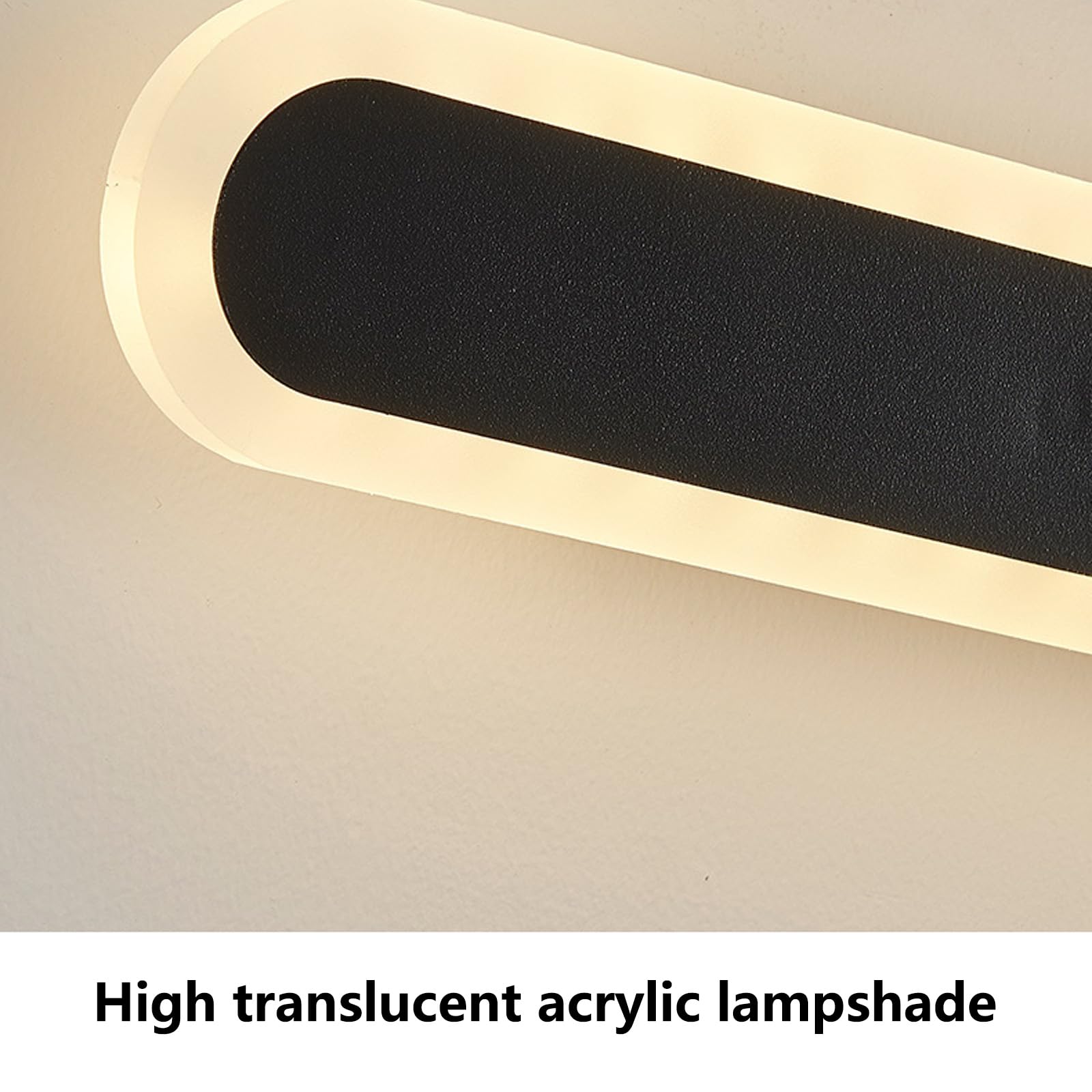 Nowoczesna owalna żelazna i akrylowa lampa ścienna, długa taśma, do sypialni, korytarza, salonu (neutralne czarne światło, 120 cm)