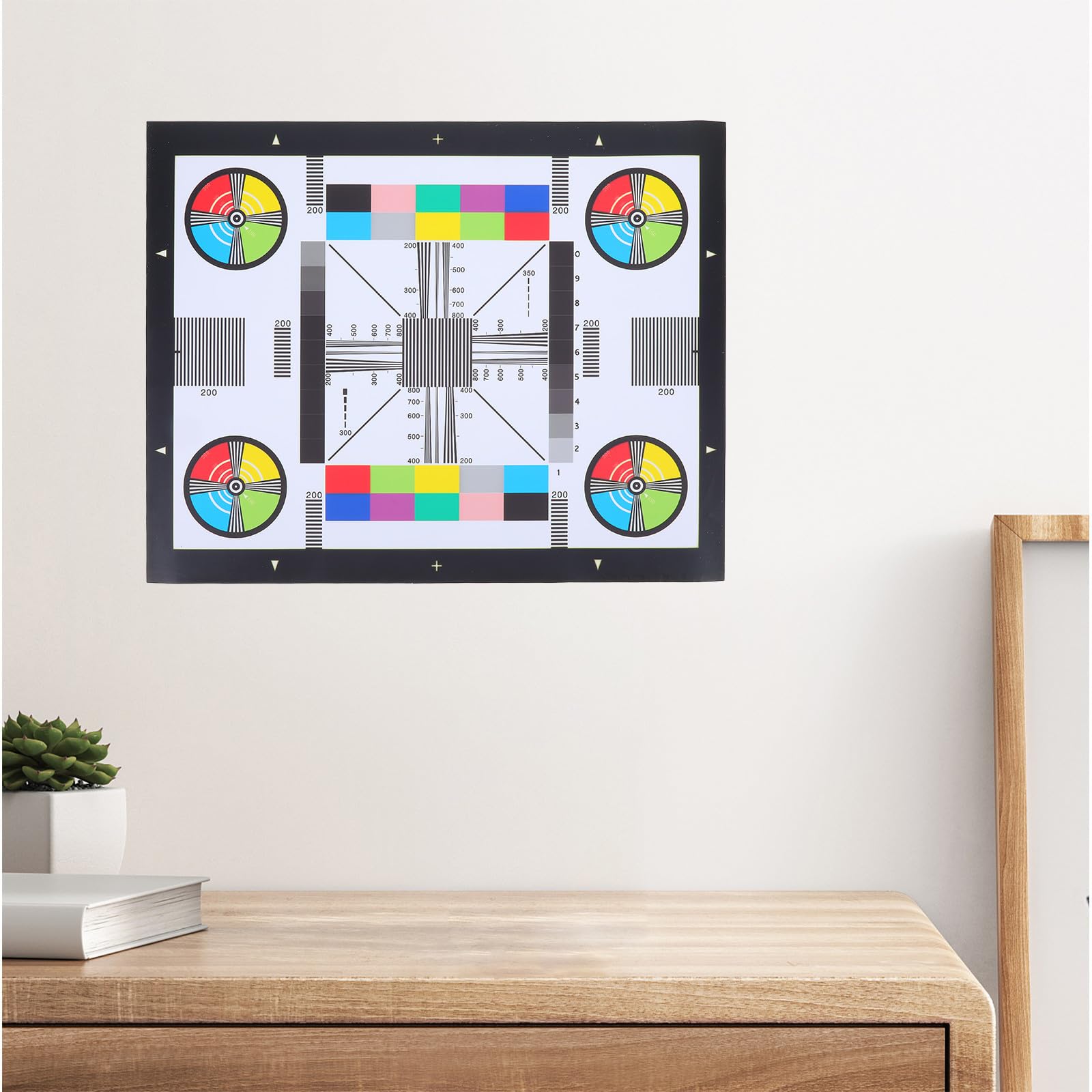 Farbtesttafel und Kameratesttafel 40x30cm Robust für CCTV Systeme mit Fokus Einstelltabelle zur Überwachungskamera Inspektion im Innen und Außenbereich