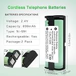 2 Pack HHR-P105 NI-MH Rechargeable Battery for Cordless Phone 2.4V 830mAh Replacement Batteries for Panasonic
