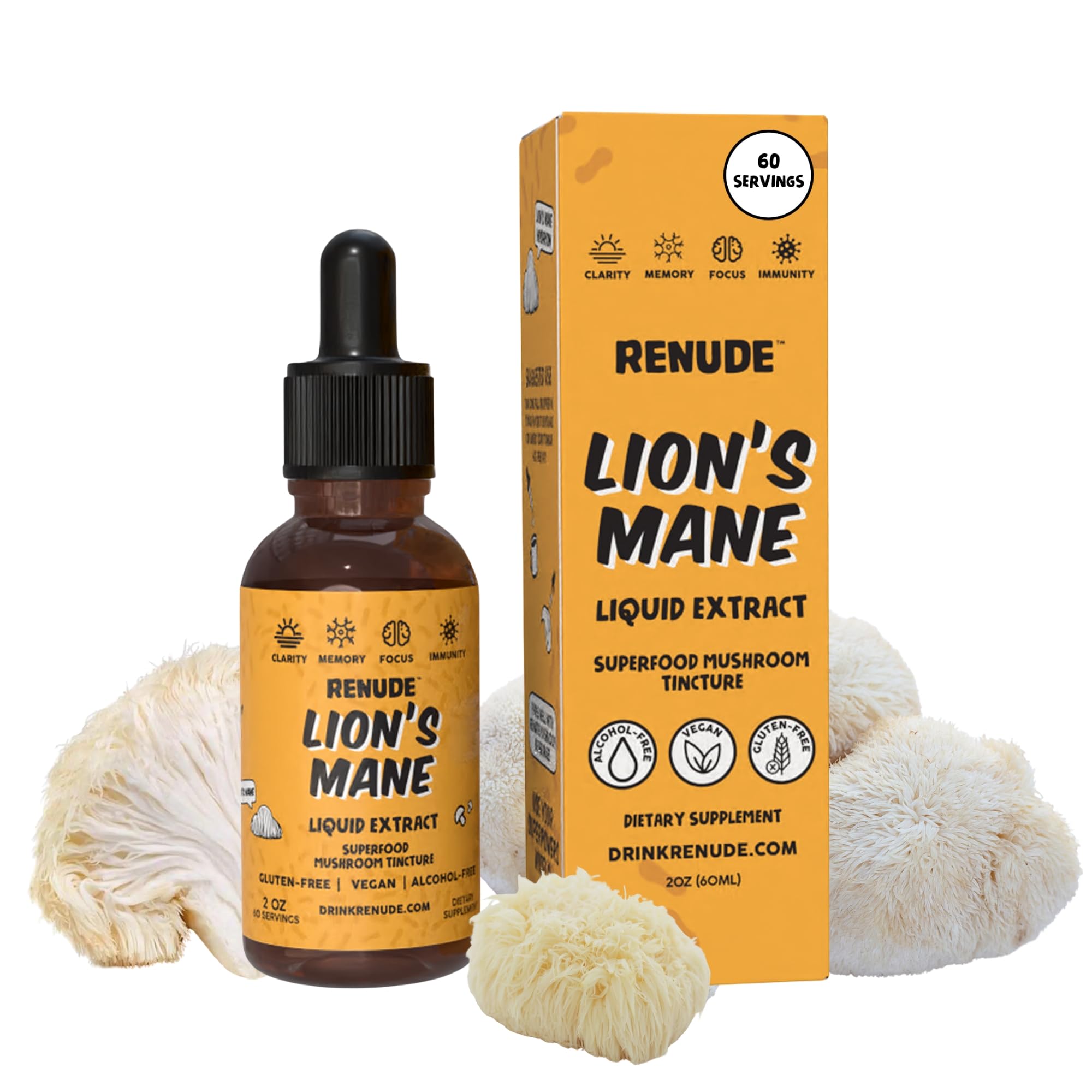 Renude Lion's Mane Liquid Extract, 2 oz