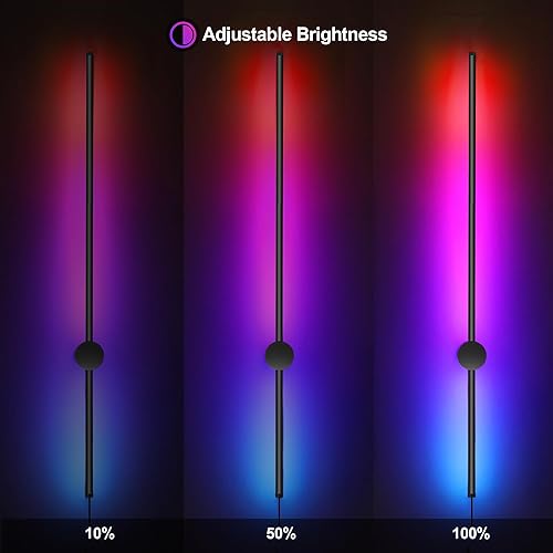 Miniatura 5 de Juego de dos apliques de pared LED RGB con control remoto, 15 modos de color, atenuación, rotación de 180, apliques de pared negros enchufables con