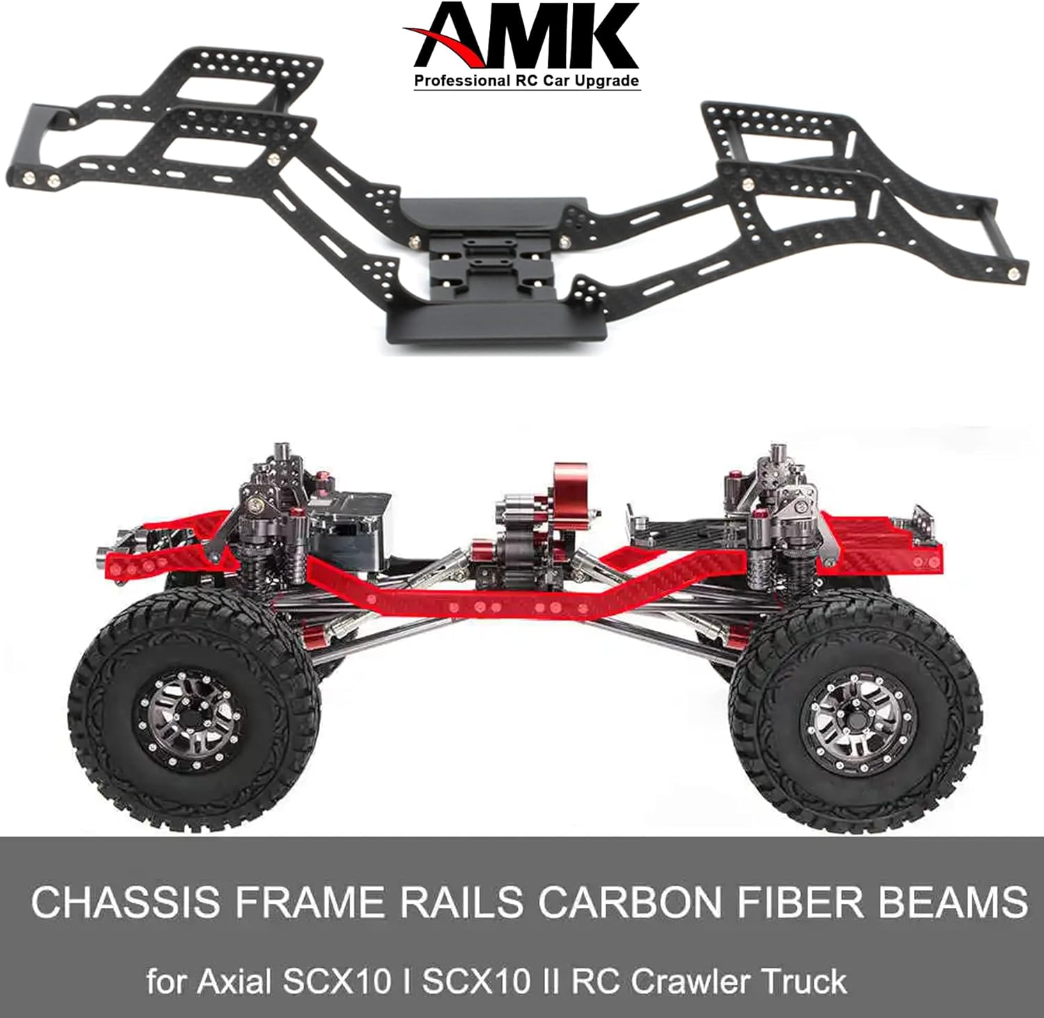 RC Frame Chassis Kit for 1/10 RC Rock Crawle, Gen2 Carbon Fiber LCG Chassis Rails Kit, 72g Lightweight Thickened Cheater Rigs Frame Rails for 1/10 RC Rock Crawler Axial SCX10 (Gen2 LCG Chassis Kit)