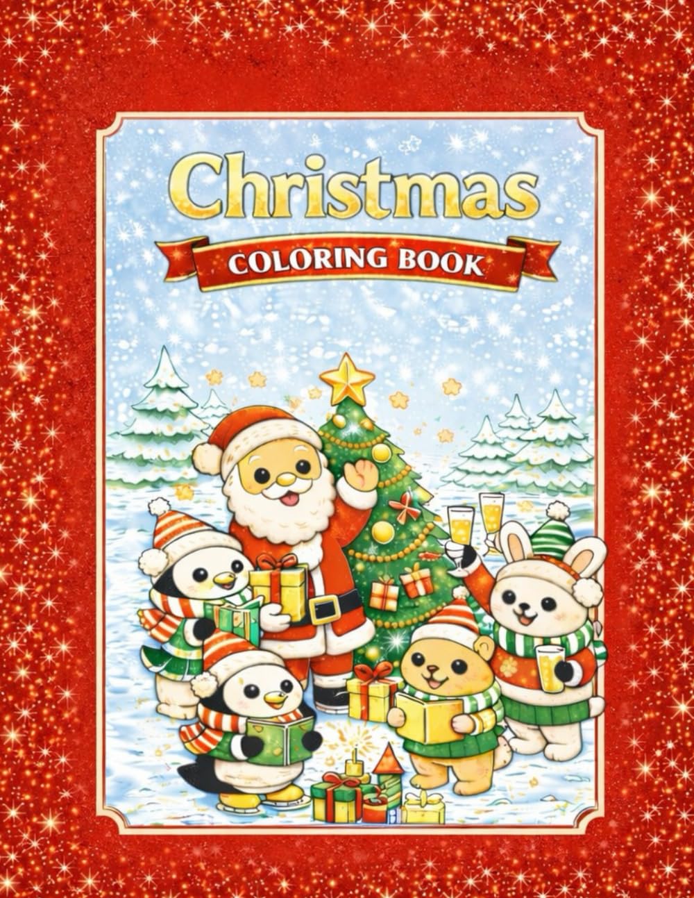 Christmas Coloring Book for Kids Ages 4-8: Cute and Easy Christmas Scenes with Santa Animals Holiday Fun