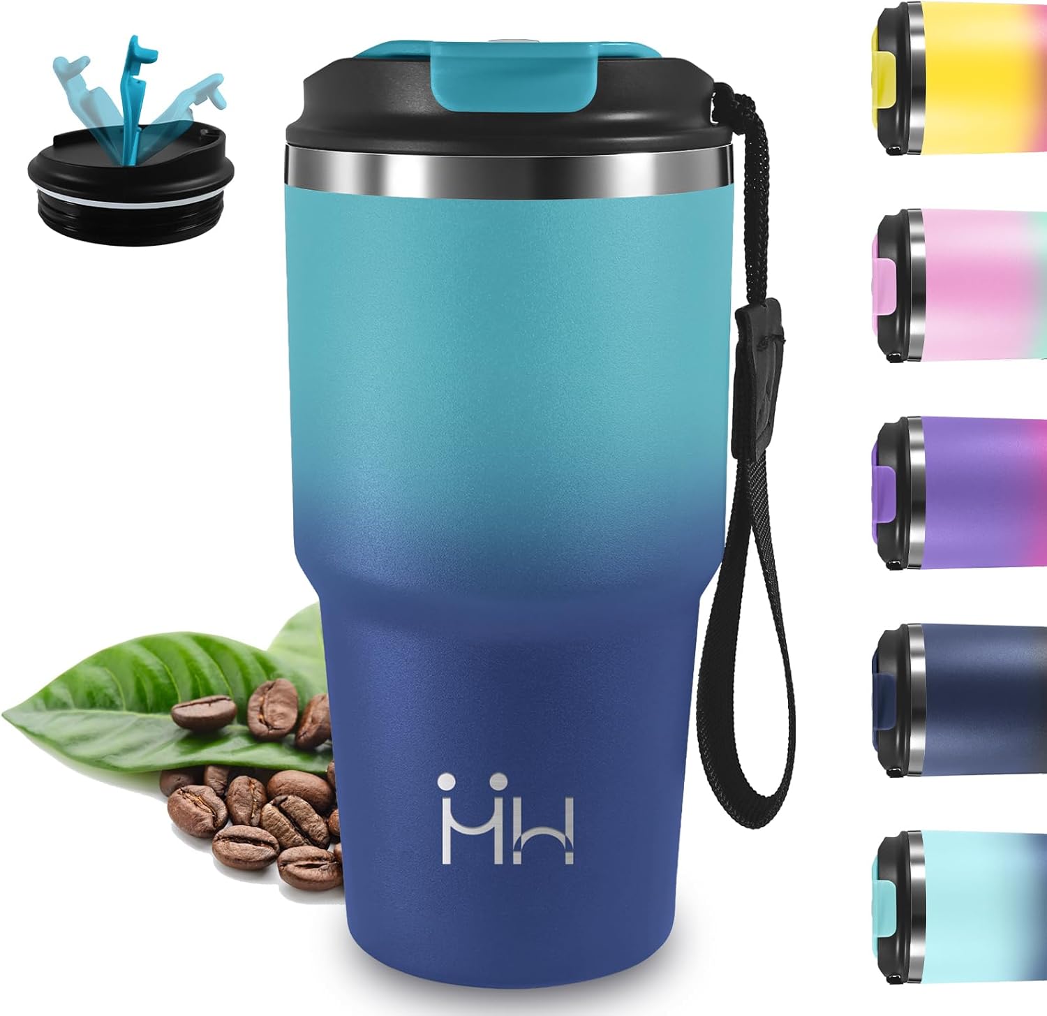 Thermal Mug, 20oz Coffee Thermos, BPA Free, Keeps Hot for 6 Hours/Cold 8 Hours, Insulated Water Bottle, No Leakage, Coffee Flask, 18/8 Stainless Steel, for Office, Cafe, Travel, School