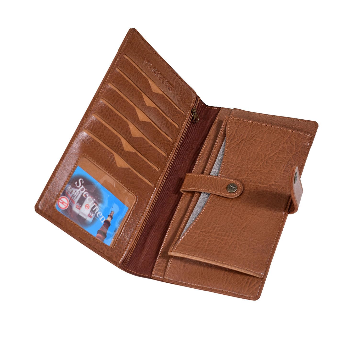 PU Leather Travel Passport Cover Wallet Credit Debit Card Holder Daily Use and International Trip for Men and Women (Brown, 24 x14 x 2 cm)-image-14
