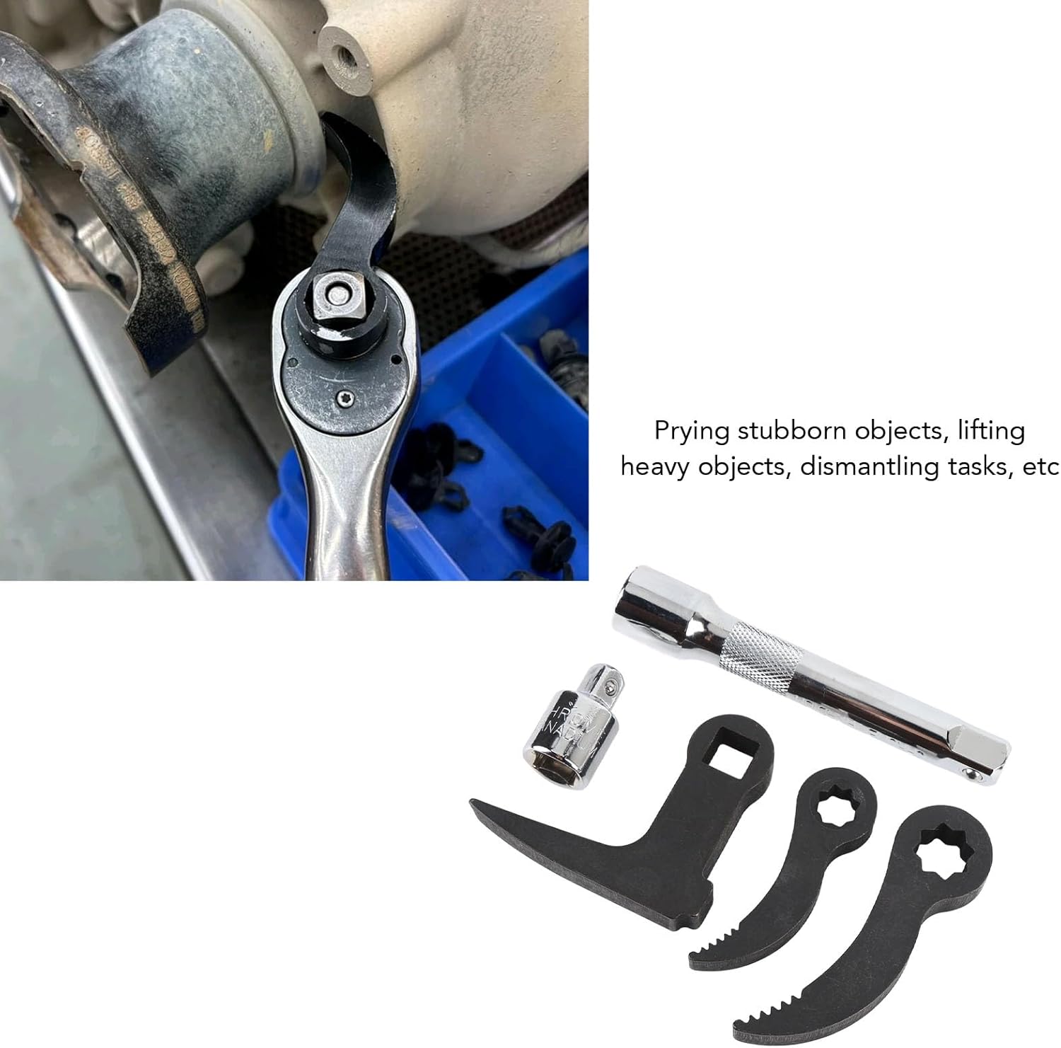 WALFRONT Half Shaft Removal Tools 1/2 and 3/8 Star with Sawtooth Square L Type Pry Bar Adaptor for Car Drive Shafts Removal Tools