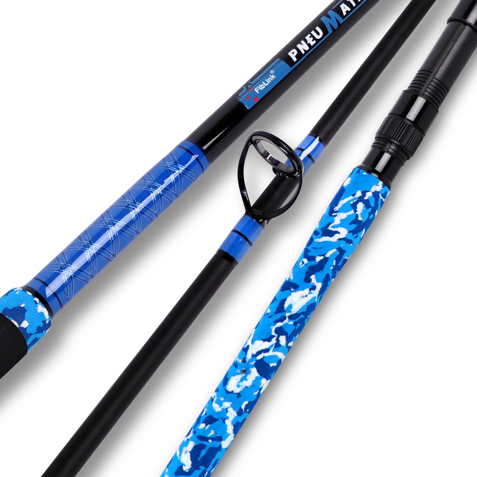 Fiblink Surf Rod,Portable Travel Fishing Rod,Spinning Rod with Blue Camouflage Handle,2Piece/3Piece/4Piece Carbon Fiber Fishing Rod (10' - Medium Heavy - 15-30lb