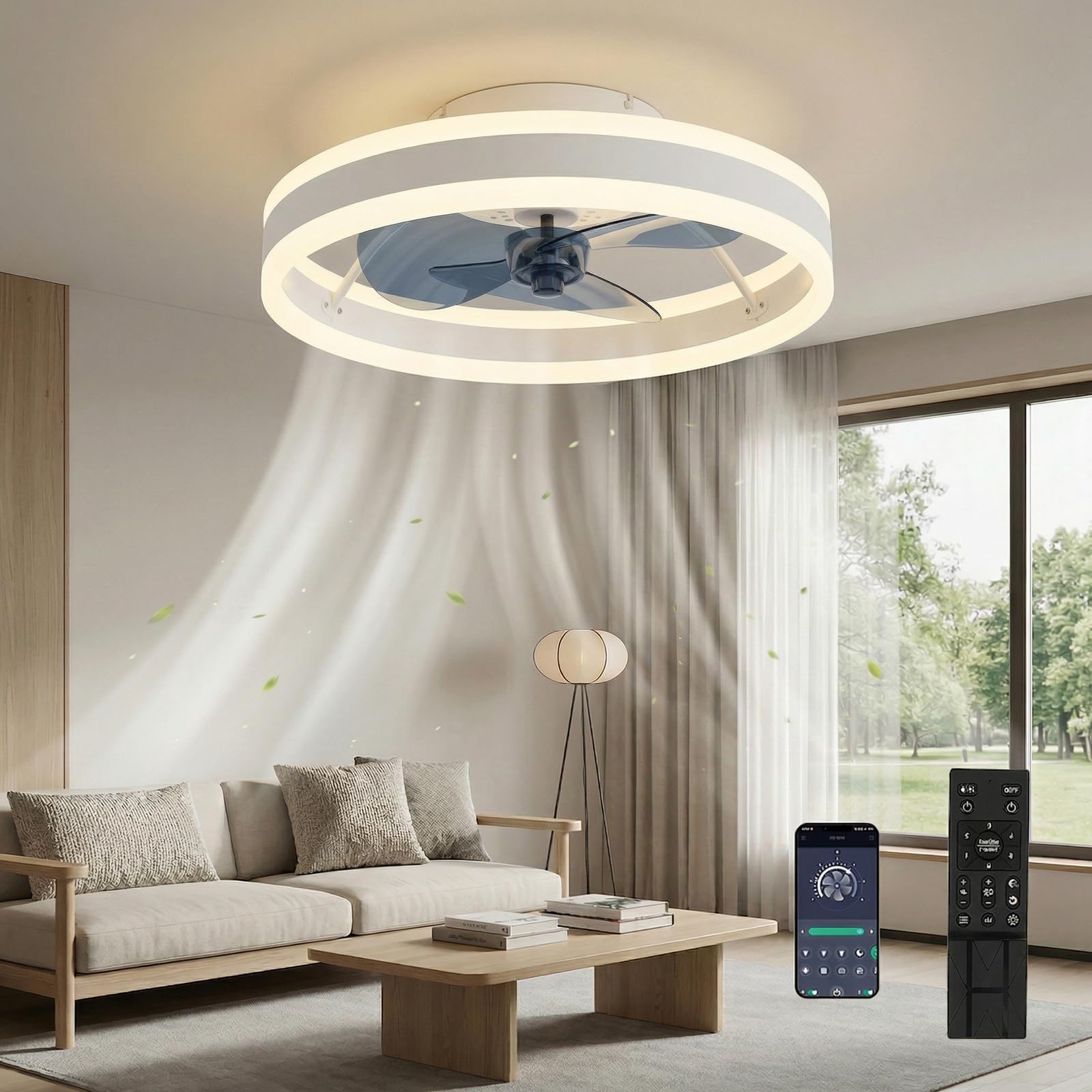 Dato White Ceiling Fan With Lighting, 3 Colour Temperatures And 6 Speed, Application/Remote Control, Quiet, Dimmable (, 40Cm)