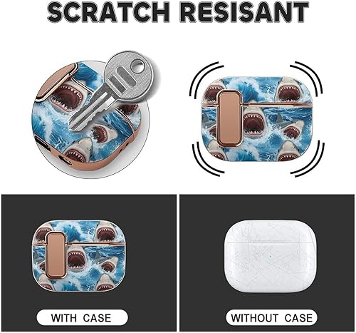 Miniatura 3 de Headphone Cover Compatible with Airpods Pro 2 Case Shark, Plastic, with Lock, Shockproof Protective